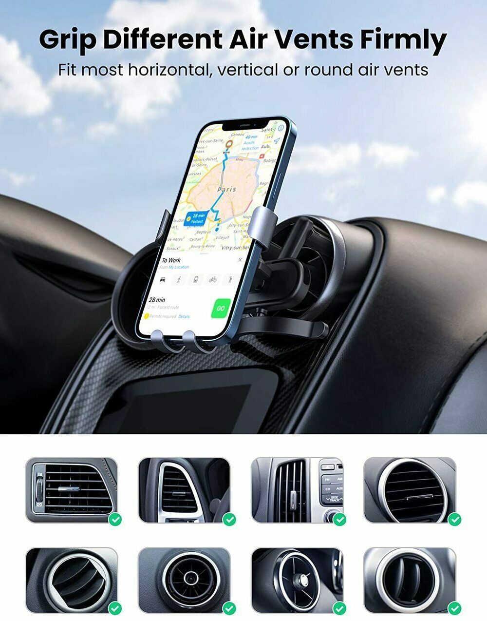 Round Air Vent Gravity Phone Holder Ugreen - Image 2
