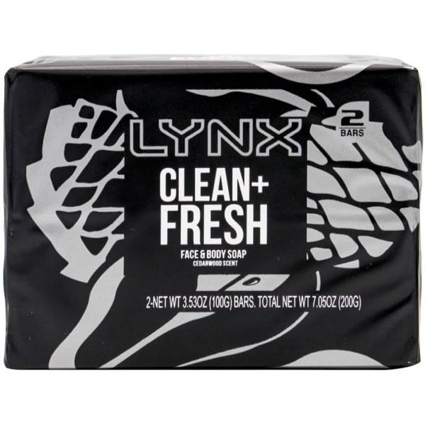 LYNX Clean + Fresh Face & Body Soap Bar 100g - 2 Pack