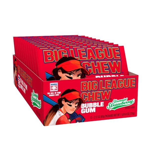Big League Chew Bubble Gum Strawberry Bubble Gum 2.1oz(60g)
