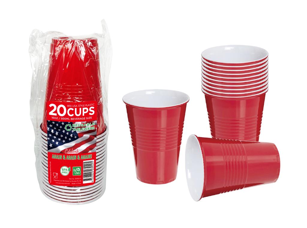 RED USA Style Plastic Cups -20PK