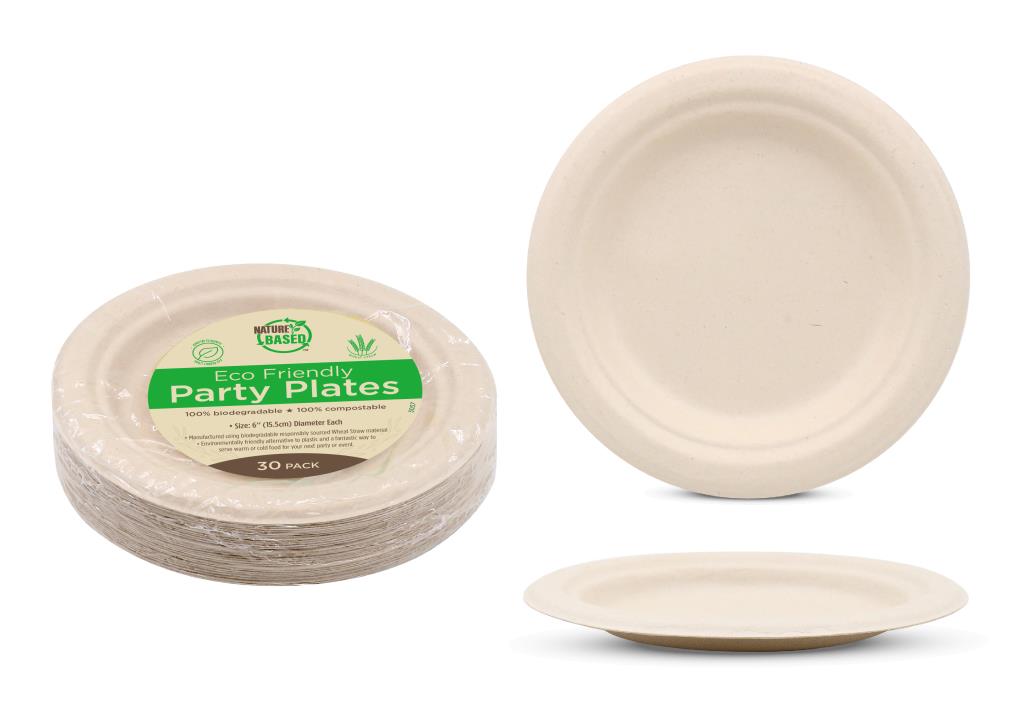 ECO Biodegradable Catering Plates - Round 6"- 30PK
