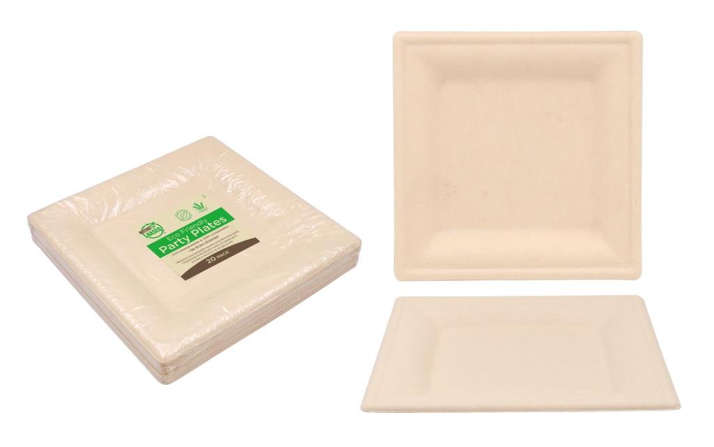 ECO Biodegradable Square Plate 26CM x 26CM (10")-20PK