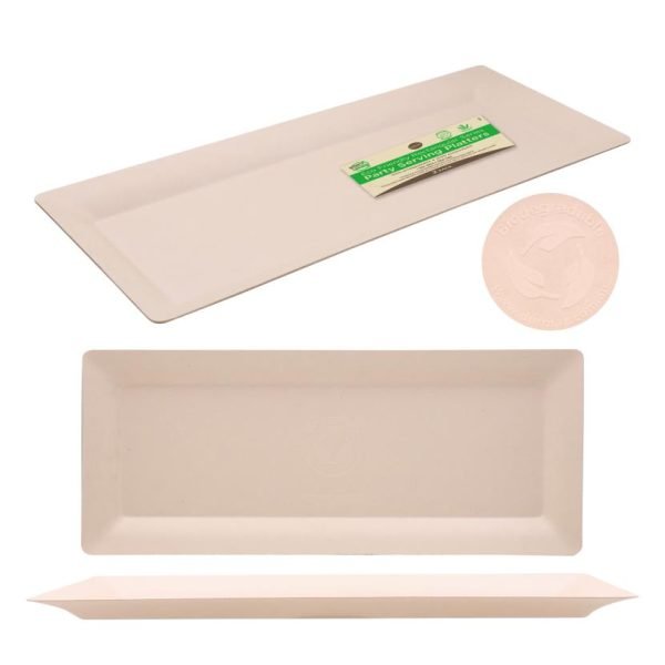 ECO Biodegradable Catering Platters - Rectangular - 48CM x 20CM-2PK