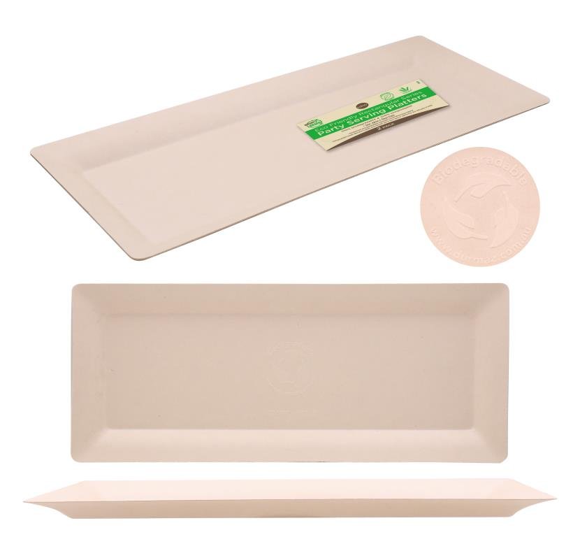 ECO Biodegradable Catering Platters - Rectangular - 48CM x 20CM-2PK