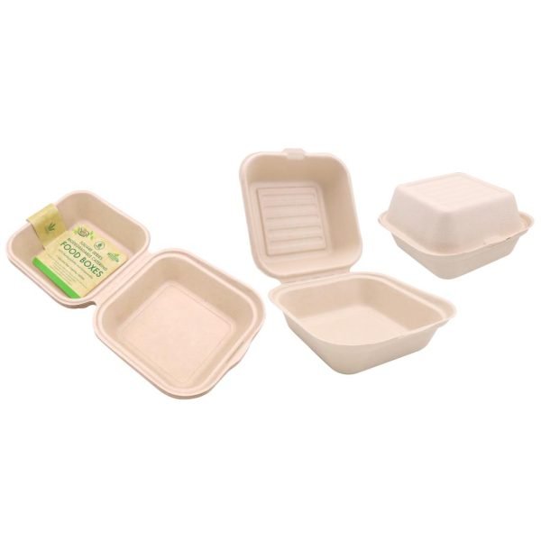 6PK ECO Biodegradable Sugarcane Food Box - 450ML