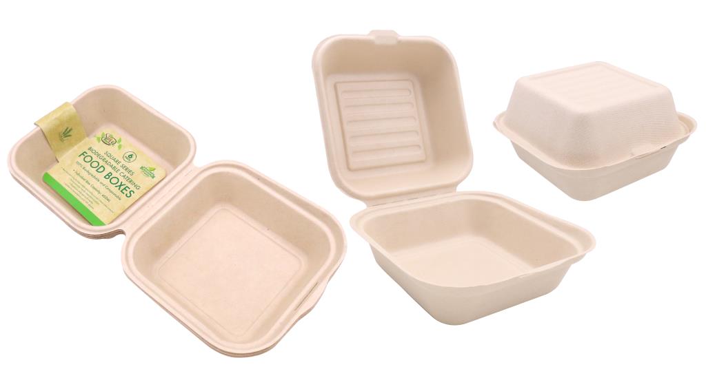 6PK ECO Biodegradable Sugarcane Food Box - 450ML