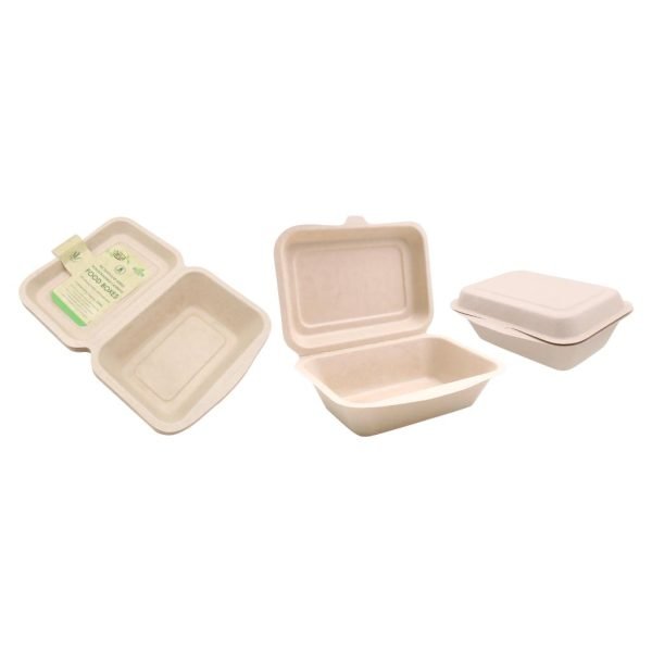 8PK ECO Biodegradable Sugarcane Food Box - 600ML