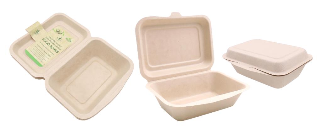 8PK ECO Biodegradable Sugarcane Food Box - 600ML