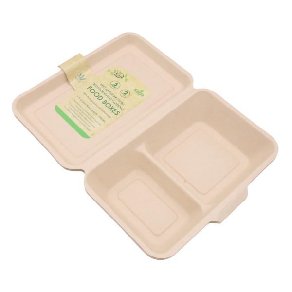 5PK ECO Biodegradable Sugarcane 2 Section Food Box -1000ML