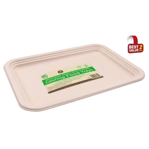 ECO Biodegradable  Platters - Rectangular -35CM x 25CM-2PK