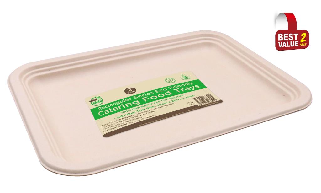 ECO Biodegradable Platters - Rectangular -35CM x 25CM-2PK