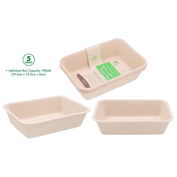 ECO Degradable Series 19CM x 14CM x 4.6CM Rectangular Trays- 5PK