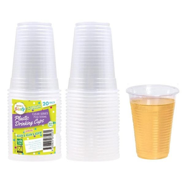 Clear Jumbo Plastic Cups(7OZ) - 200ML-20PK