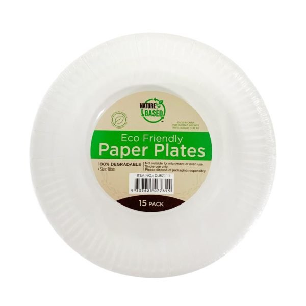15Pk Eco Friendly Paper Party Plates - 18CM