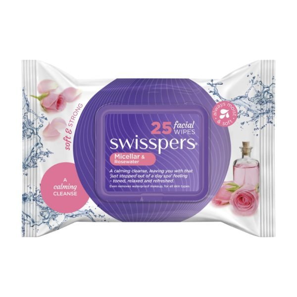 Swisspers Micellar & Rosewater Facial Wipes 25 Pack