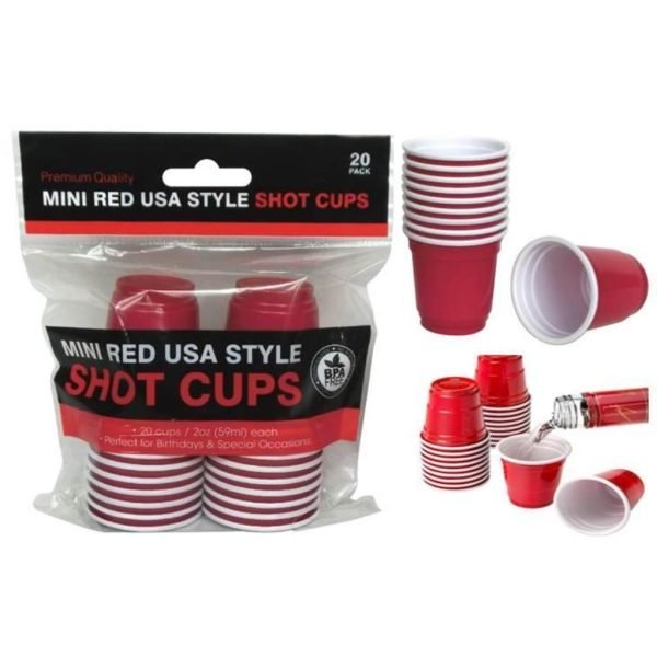 Mini Red USA Style Shot Cups-20PK