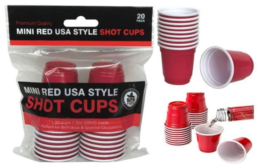 Mini Red USA Style Shot Cups-20PK