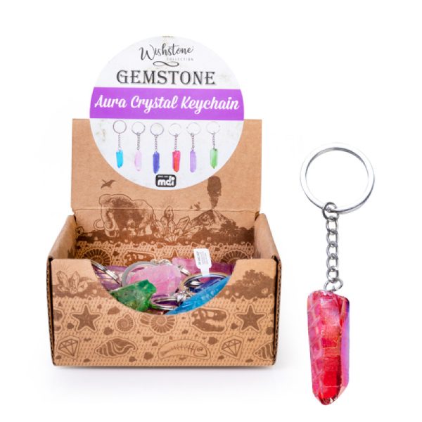 Gemstone Aura Quartz Point Keychain