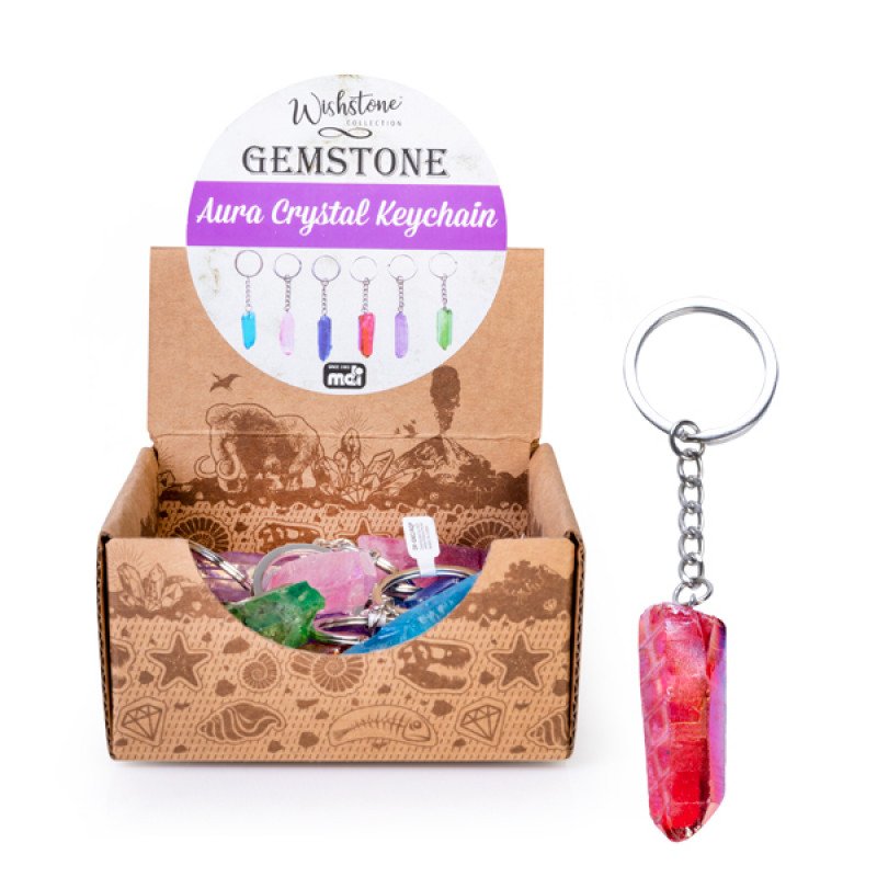 Gemstone Aura Quartz Point Keychain