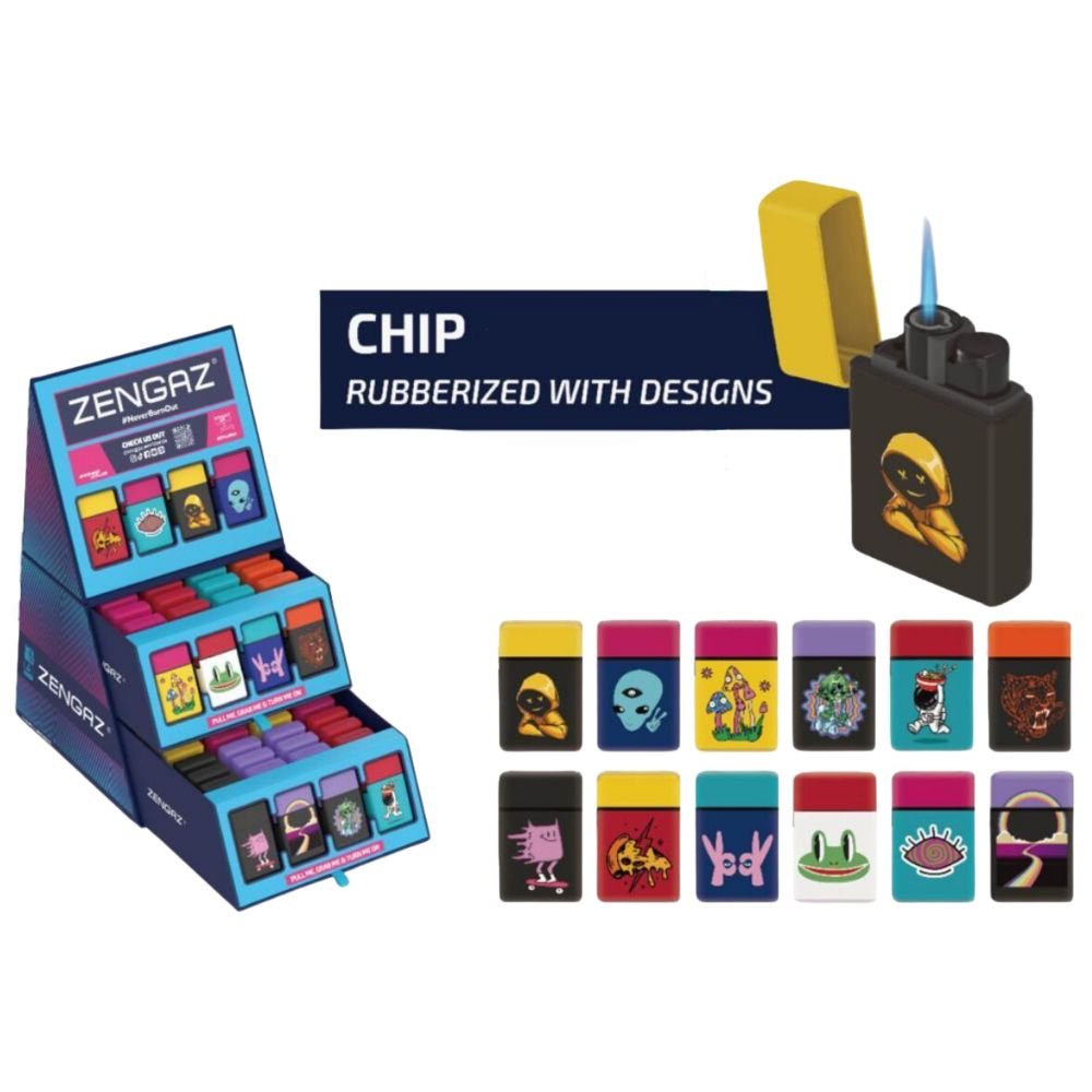 Zengaz Cube Display Chip Jet Lighter B - Assorted Designs