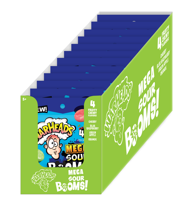 Warheads Mega Sour Booms Fruit Chews Peg Bag 2.5oz(71g) - Image 2