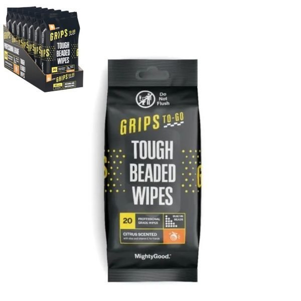 Grips-To-Go Tough Beaded Wipes 20-Pack