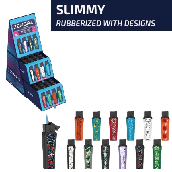 Zengaz Cube Display Slimmy Jet Lighter B - Assorted Designs