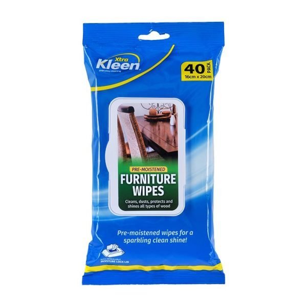Xtra Kleen Pre-Moistened Furniture Wipes - 16cm x 20cm - 40pk