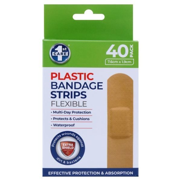 1st Care Bandage Strips Waterproof 7.6cm x 1.9cm 40pk - Plastic (PE)