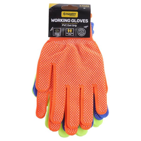 Handy Hardware Gloves 3 Pairs Neon Grip M/L