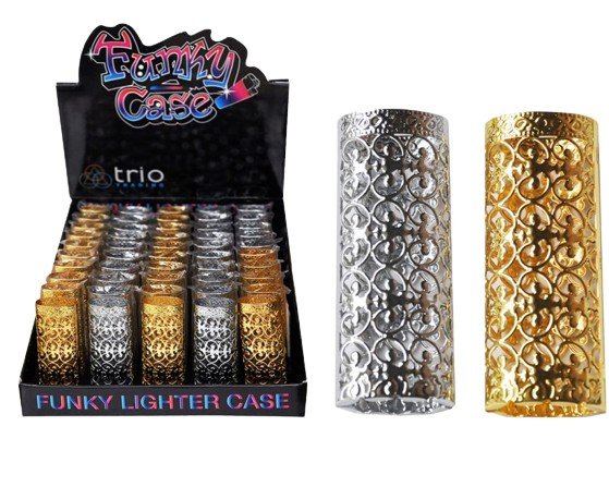 Disposable Lighter Case Silver/Gold Fits Large Bic