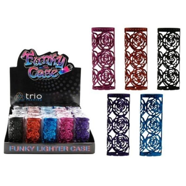 Disposable Lighter Case Coloured Rose Design Fits Large Bic
