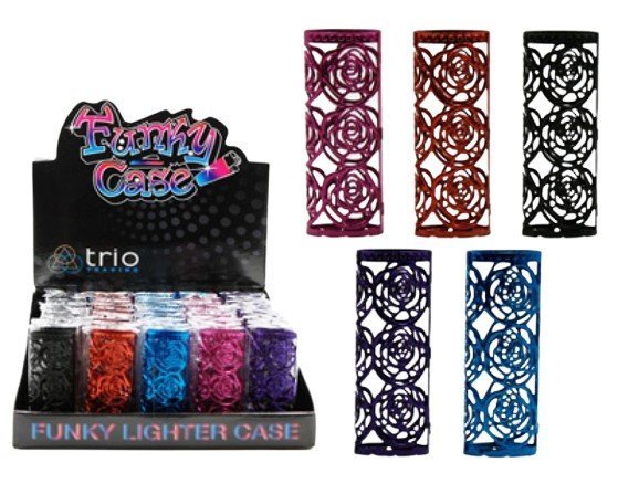 Disposable Lighter Case Coloured Rose Design Fits Large Bic