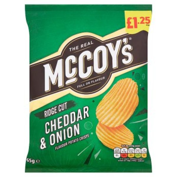 McCoy's Ridge Cut Cheddar & Onion Flavour Potato Crisps 65g