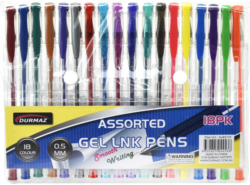 18PK Assorted Gel Ink Pens