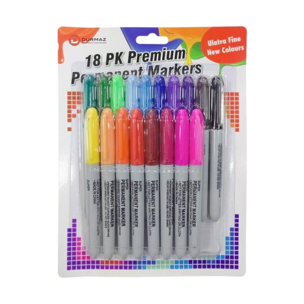 18PK Fine Line Permanent Markers
