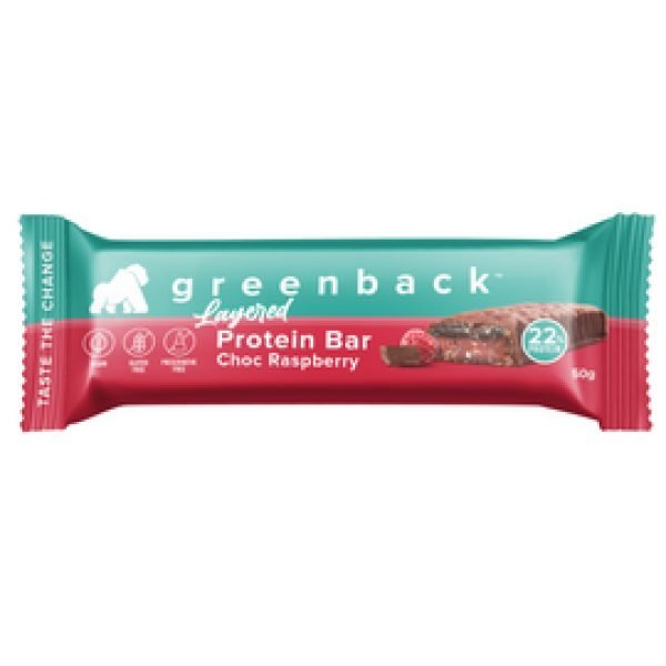 Greenback Plant Protein Layered Bar 50g Choc Raspberry