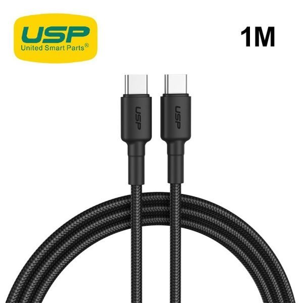 USP 1M BoostUp Cafule USB-C to USB-C Cable Charge & Connect Black Compatible for iPhone 15 Series