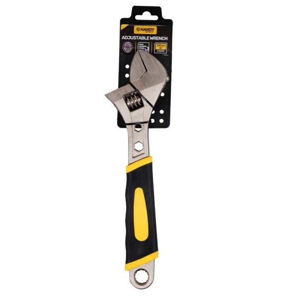 Handy Hardware Wrench Adjustable Black & Yellow Soft Grip Handle 300mm