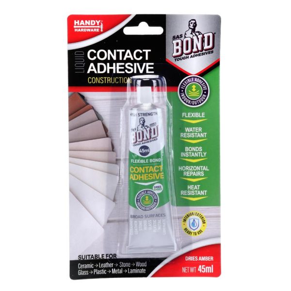 Handy Hardware Glue Contact Adhesive Flexible Bond 45ml (Dries Amber)
