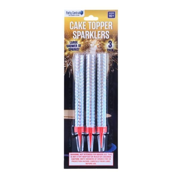Party Central Sparklers Cake Toppers 3pk 12cm x 1.5cm Dia