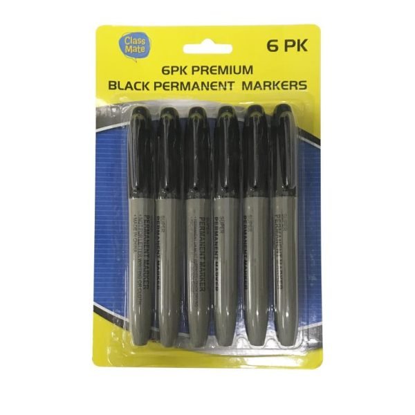 6PK THICK Series Black Permamenet Markers