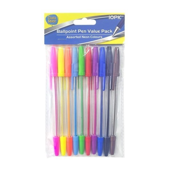 10PK Ball Point Pen Assorted Colour Series