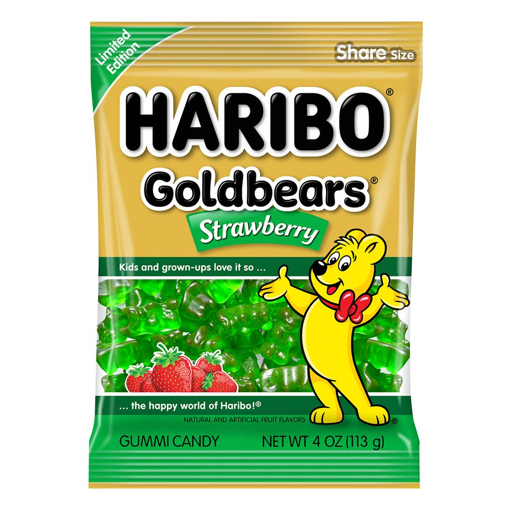 Haribo Goldbears Strawberry Gummi Candy Peg Bag 113g
