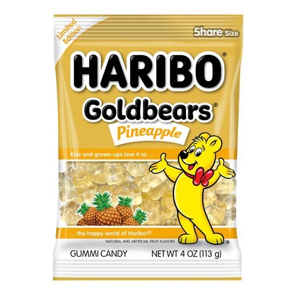 Haribo Goldbears Pineapple Gummi Candy Peg Bag 113g