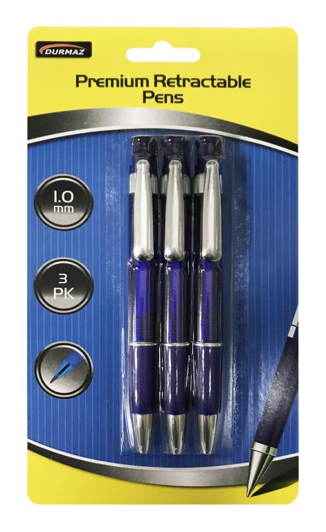 3PK Retractable Ball Point Pen