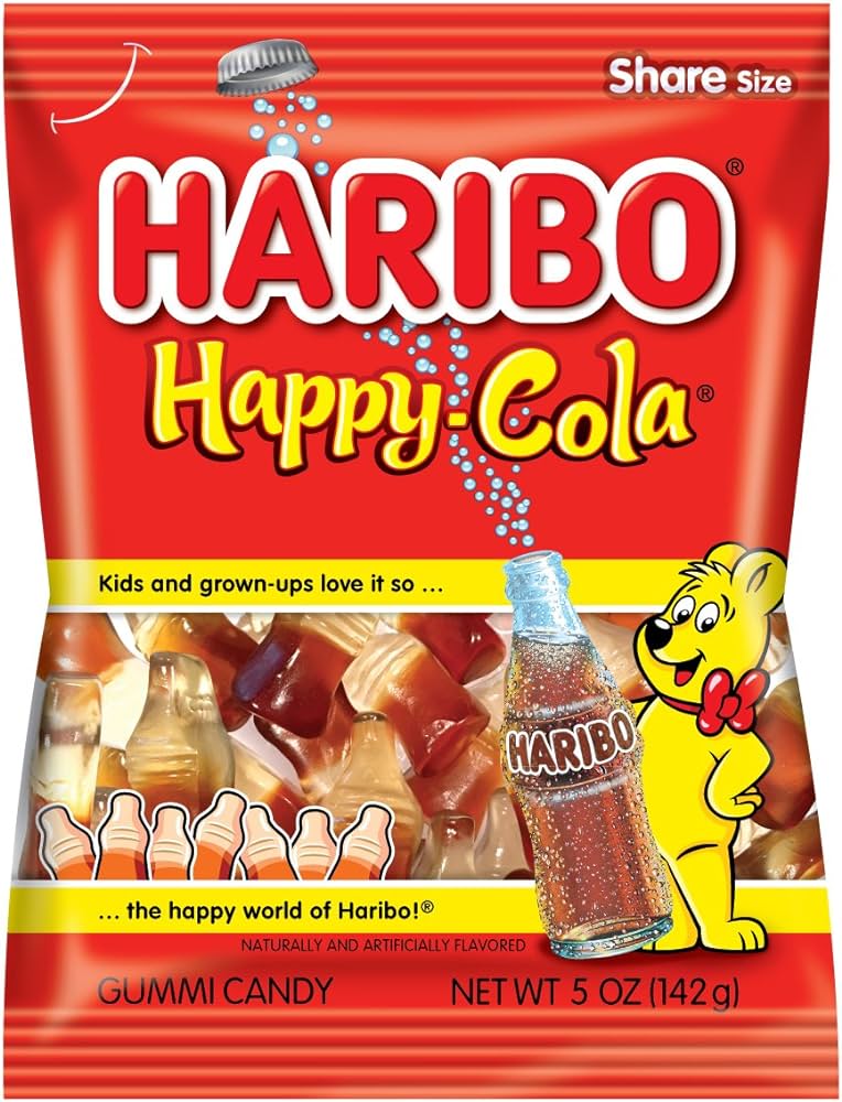 Haribo Happy Cola Gummi Candy Peg Bag 113g