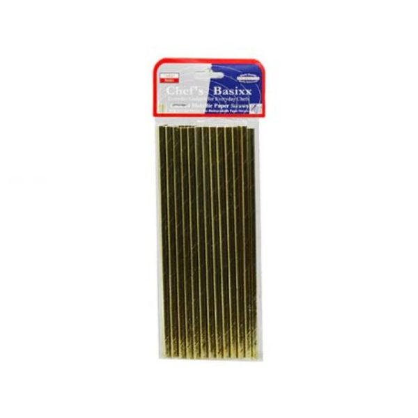 Chef's Basixx Paper Straws - Metallic Gold - 24Pk