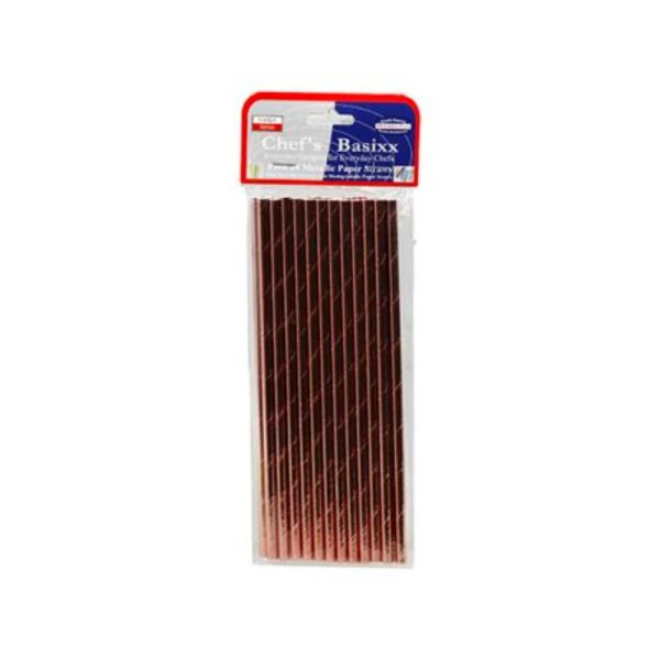Chef's Basixx Paper Straws - Metallic Rose Gold - 24Pk