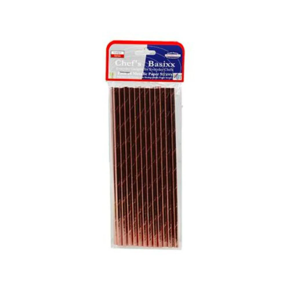 Chef's Basixx Paper Straws - Metallic Rose Gold - 24Pk
